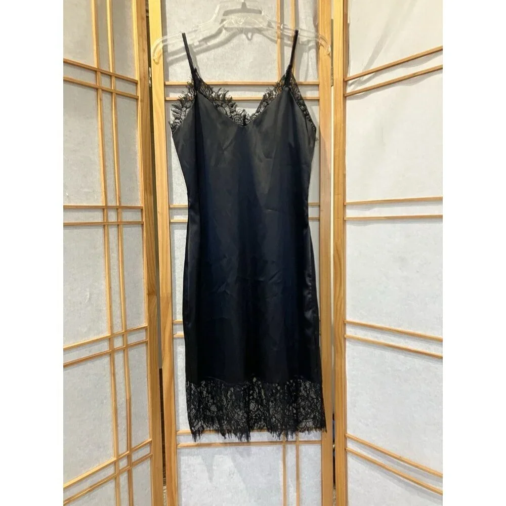 Black Lace Slip Dress by Finesse, Medium, Evening Cocktail, weighted